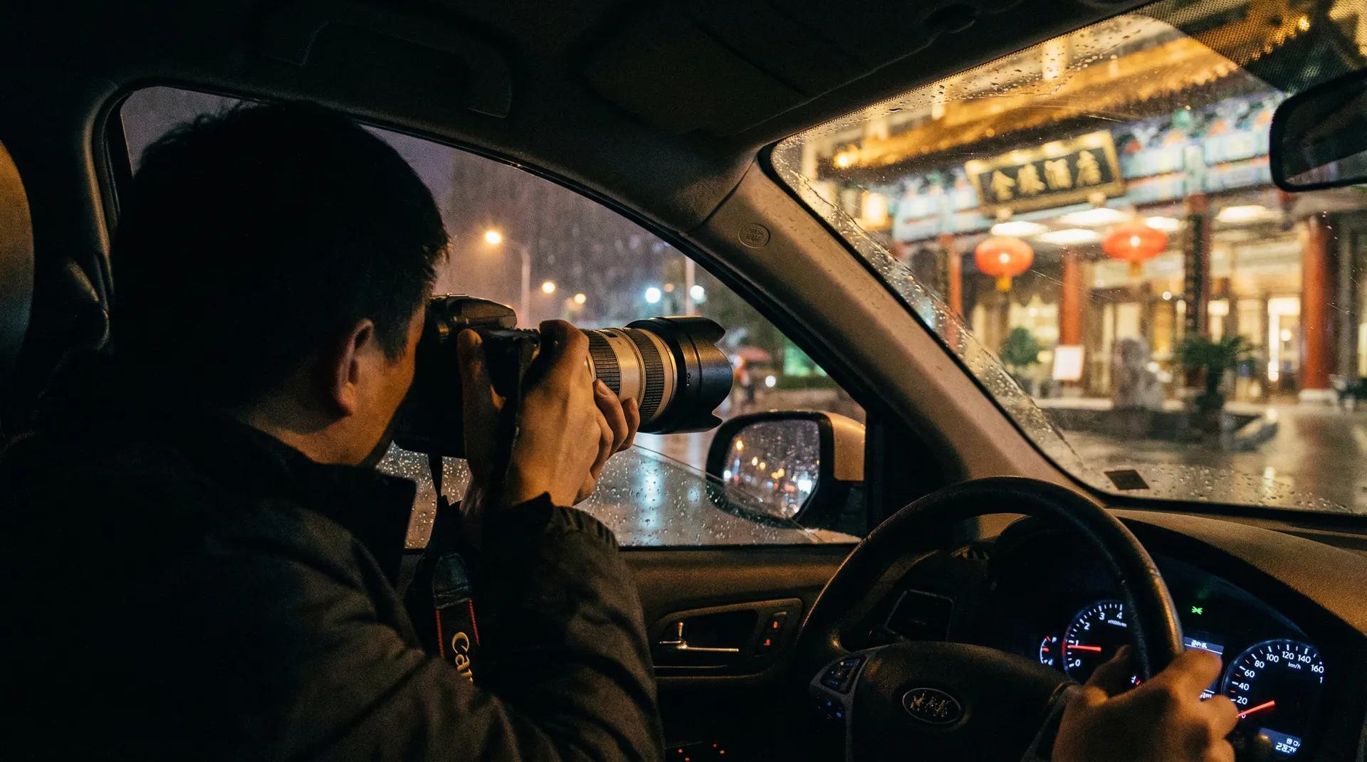 五一吃瓜网 - 记者车内跟踪拍摄